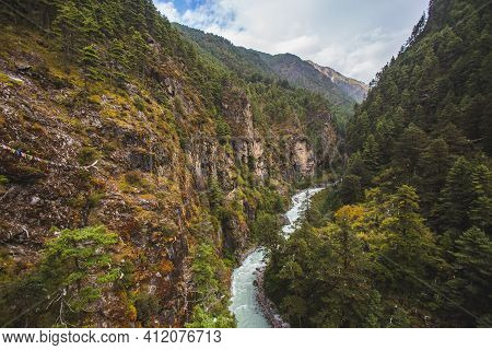 Bhote-khosi River Valley, Nepal. Himalayan  Mountain Landscape