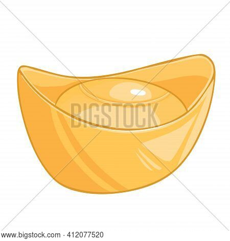 Yuan Bao,chinese Gold Sycee Isolated On White Background. Cartoon Style.