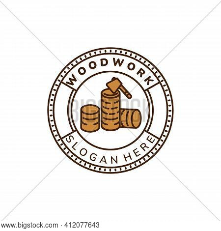 Floorer And Ax Vintage Color Emblem Logo Icon Vector Illustration Template Design.carpenter, Wood, J