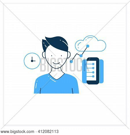 Information Age Flat Icon. Opportunities For Individuals To Process Information Freely And Have Inst