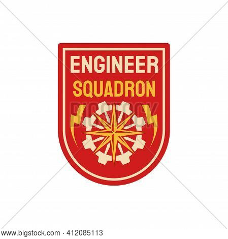 Repair Battalion Engineering Squadron Isolated Patch On Military Uniform. Vector Engineers Division 