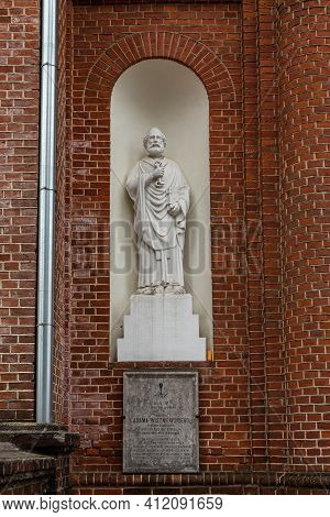 Statue Of The Saint Peter On The External Wall Of The Church Of The Ascension Of Christ In Utena, Li