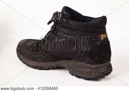 Hiking Shoes And A White Background, Sturdy Hiking Boots, Strong Hiking Boots