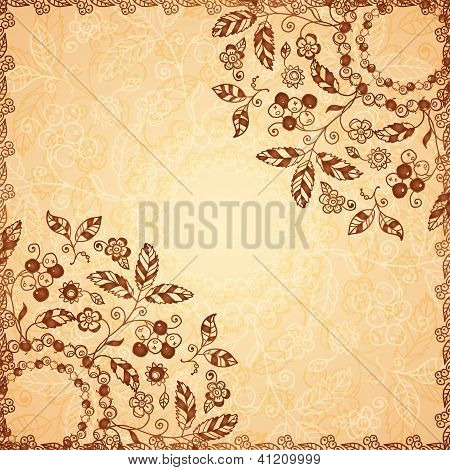 Ornate vector doodle flowers background