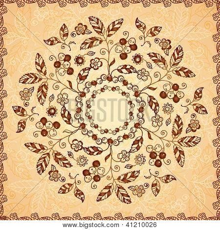 Ornate vector doodle flowers background