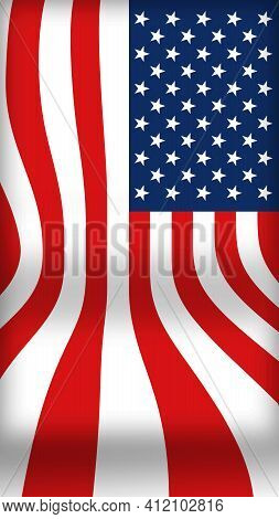 A Usa Flag With Curving Flowing Lines And Folds Is Seen In Thisl Background Image.