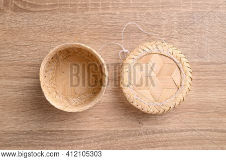 Thai Handicraft Woven Bamboo Container For Packing Steamed Sticky Rice Or Decoration Made From Vario