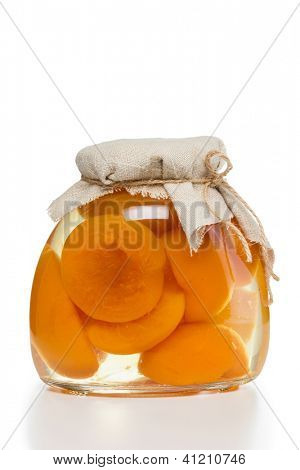  Peach compote in a preserving jar