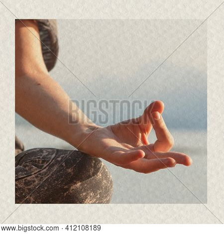 Meditation hand textured background health and wellness remixed media