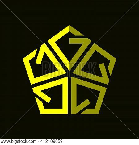 Initial Letter G, G5 Or 5g Logo Template With Sporty Geometric Pentagonal Pope Hat Illustration In F