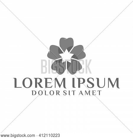 Dental Medical Logo Template With Modern Geometric Five Tooth And Star Illustration In Flat Design M