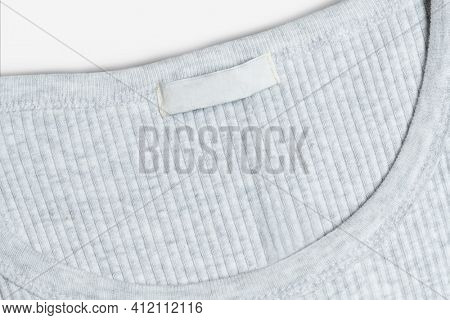 Gray tee with blank clothing label casual wear fashion