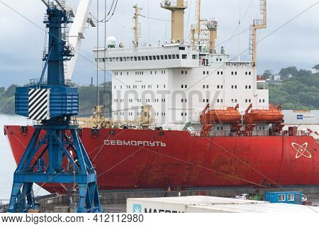 Russian Cargo Container Ship Nuclear-powered Icebreaker Sevmorput Corporation Fsue Atomflot Or Rosat
