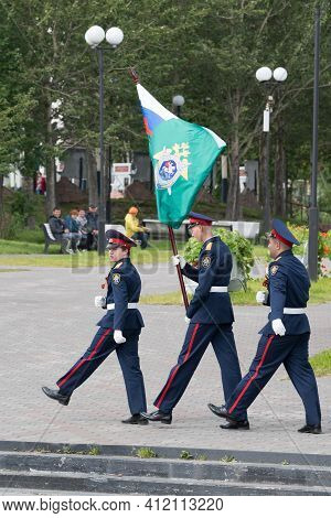 Cadets In Uniform Of Cadet Class Investigative Committee Of Russia During Solemn Event Dedicated To 