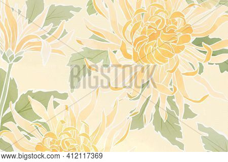 Hand-drawn chrysanthemum floral patttern background