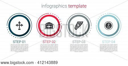 Set Christian Cross, Tin Can With Caviar, Kankles And Rouble, Ruble Currency. Business Infographic T