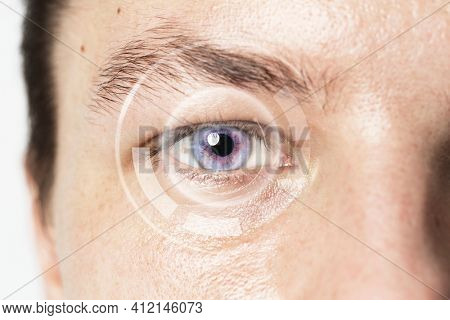 Mans eye with intraocular contact lens smart technology