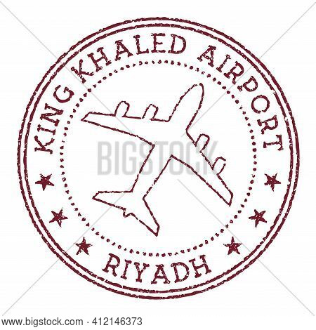 King Khaled Airport Riyadh Stamp. Airport Of Riyadh Round Logo. Vector Illustration.