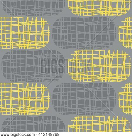 Irregular Weave Effect Vector Rectangles Seamless Pattern Background. Backdrop With Alternating Rows