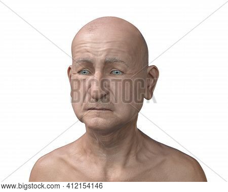 Old Man, Isolated On White Background, 3d Illustration
