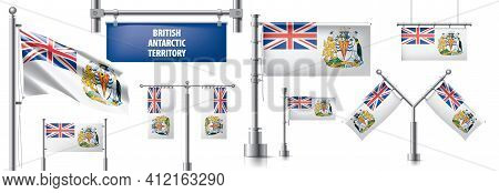 Vector Set Of The National Flag Of British Antarctic Territory