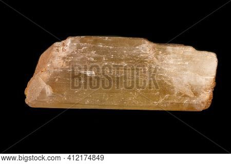 Macro Mineral Stone Spodumene On A Black Background Close Up