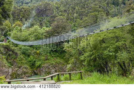 Scenery Around The Buller River Including The Buller Gorge Swingbridge In The South Island Of New Ze