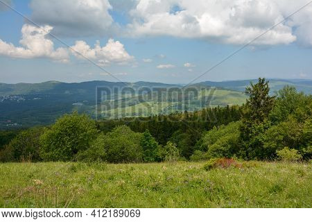 View From The 927.8 Meter High Kreuzberg Over The Landscape Of The Rhön Near Haselbach; District Of 