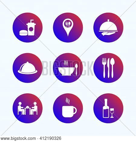 A Set Of Food And Beverage Vector Graphics Illustrations, Great To Use For Symbols Of Restaurants, C