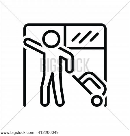 Black Line Icon For Traveller Passenger Hiker Pilgrim Trip Person Tourist Tripper