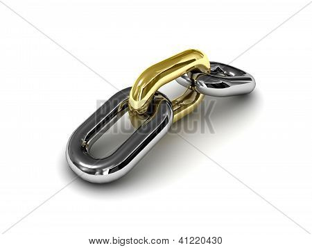 Beyaz arka plan üzerinde izole 3D tek zincir bağlantı