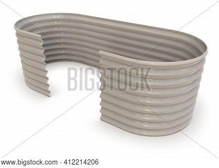 Curved Profile Sheet Of Plastic Isolated On White. 3d Rendering