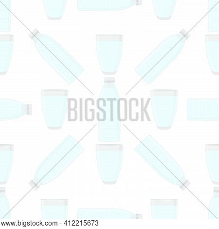 Illustration On Theme Set Identical Types Plastic Bottles For Drinking Water. Water Pattern Consisti