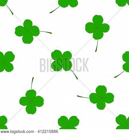 Illustration On Theme Irish Holiday St Patrick Day, Seamless Green Shamrock Clover. Pattern St Patri