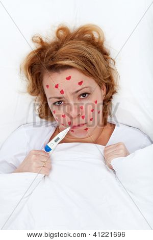 Lovesick Woman Laying In Bed