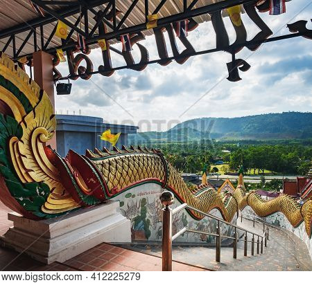 Ranong, Thailand - February 2, 2018: Thai Buddhist Public Temple Wat Waree Banprot On Phet Kasem Roa