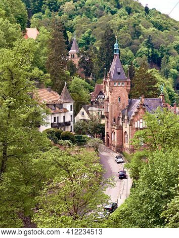 Heidelberg Town In Baden-w Rttemberg, Germany. Old Mansion Of A Students Fraternity Near Heidelberg 