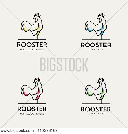 Set Of Minimalist Rooster Logo Template Vector Illustration Design