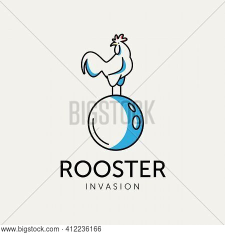Rooster Invasion Minimalist Logo Design Vector Illustration