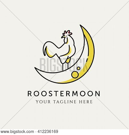 Rooster Moon Logo Template Vector Illustration Design