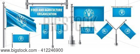 Vector Set Of The National Flag Of Food And Agriculture Organization In Various Creative Designs