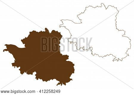 Esslingen District (federal Republic Of Germany, Rural District, Baden-wurttemberg State) Map Vector