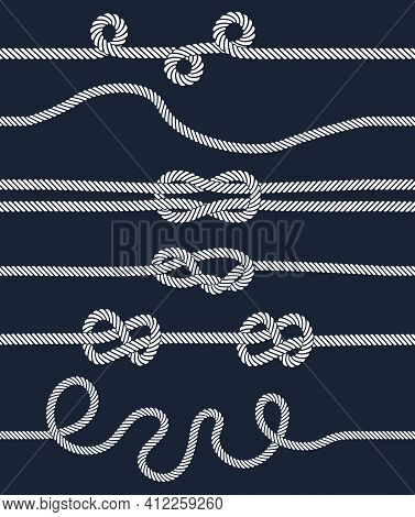 Marine Rope Knot Seamless Pattern. Marine Rope And Sailors Ship Knot, Cord Sailor Borders, Knot Sail