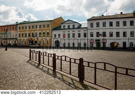 Rybinsk, Russia / August 15,2020: View Of The Street In Center Of Rybinsk Town, Stoyalaya Street
