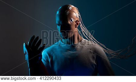 Bald Man With Electrodes In His Brain, A Man Of The Future