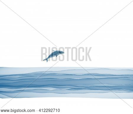 Fish Jump Sea Inimalism Style Isolated Illustration