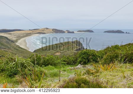 Coastal Scenery Around Cape Reinga At The North Island In New Zealand