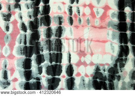 Tie Dye Striped Pattern Abstract Background. Cotton Fabric Abstract Texture Background.