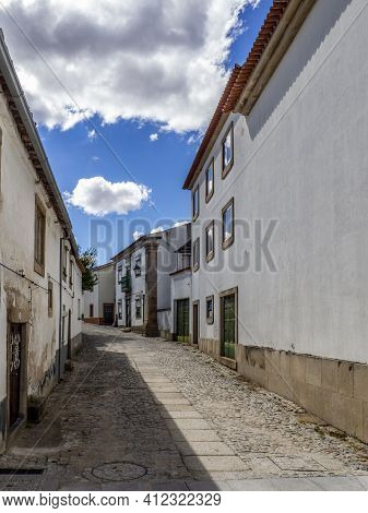 Almeida, Guarda, Portugal; August 2020: Entance And Fragment Of The Fortified Medieval Walls Of The 