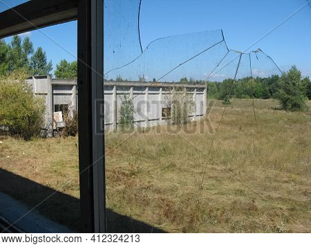 Abandoned Residential Buildings In The Village Of Orbita Near The Chigirin Nuclear Power Plant. Aban